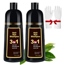 YAYAN HOUSE | Shampoo Tinte Cubre Canas Natural Jengibre, Retoca la Raiz Cuidado del Cabello UNISEX, (2 Frascos de 500ml) (Castaño)