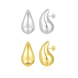 Apsvo Chunky Gold Hoop Earrings for Women, Dupes Earrings Lightweight Waterdrop Hollow Open Hoops, Hypoallergenic Gold Plated Earrings Fashion Jewelry, Brass, No Gemstone