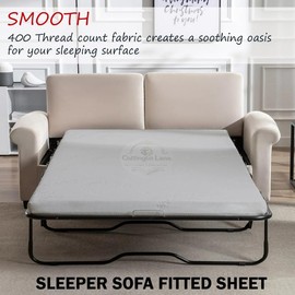 Sleeper Sofa Fitted Sheet Queen Size - 100% Egyptian Cotton - 6" Deep Fitted Queen Size Sleeper Sofa Sheets - Sofa Sleeper Fitted Sheet Only, Queen Sofa Bed/Pullout Couch Bottom Sheet(Silver Grey)