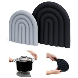 Just Simplicity - Premium Silicone Trivet Set, Freestanding Bendable Design, Kitchen Decor - Durable & Stylish Heat-Resistant Countertop Protector (Monochrome, Set, Arch)