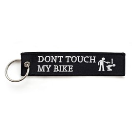 RENEGADE Dont Touch My Bike - Motorcycle Fabric Keyring with Key Ring Embroidered & Scratch Resistant (130 x 30 mm, Black) Ideal for Your Motorcycle, black