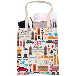 LEVLO London Travel Gift British Theme Cosmetic Bag England Souvenir Gift UK Makeup Zipper Pouch Bag, london tote, Cosmetic bag