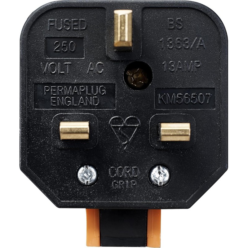 Heavy-Duty Rubber 13 Amp UK 3-Pin Mains Plug ( Orange)