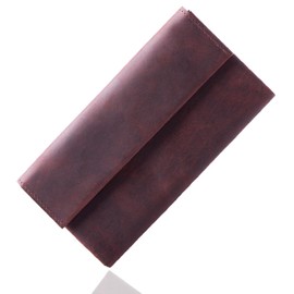 Hallelujah Men's Wallet, Small, Long Wallet, Leather, Stores 10,000 Yen Bills, Cover Lid, Small Long Wallet, Slim, TIDY Pot, Compact, Large Capacity, Lightweight, Business, Wine