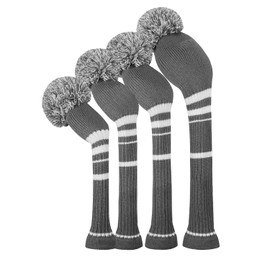 Knit Golf Wood Headcover Set of 4 for Driver Wood, Fairway Wood*2, Utilities (Grey)