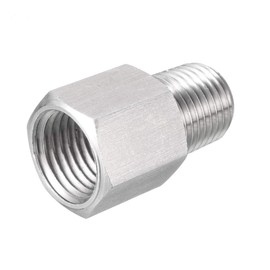 uxcell Pipe Fitting Reducer Adapter 1/4 PT Male to M14X1.5 Female, Stainless Steel for Water Oil Air Pressure Gauge
