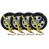 (4 Pack) Auto Hauler Car Flatbed Tie Down Kit Lasso Wheel Ratchet Straps w/Chain