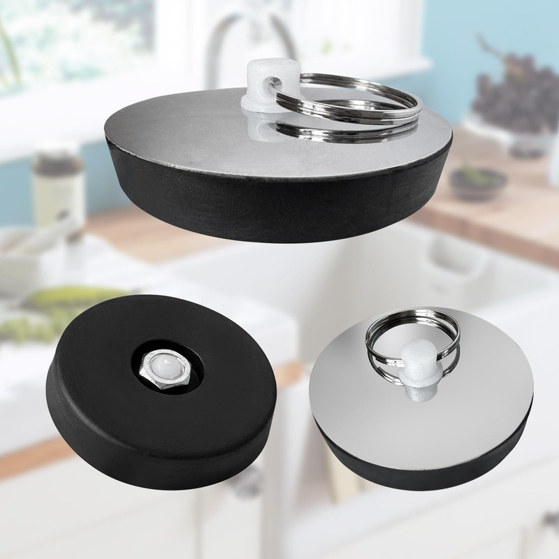 Pack of 3 Drain Plugs, Rubber Plugs, Washbasin, Bath Plug
