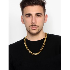 U7 Diamond Cut Miami Cuban Link Chain for Men Women Stainless Steel Curb Chain Necklace, Cool Hip Hop Jewelry Silver/Black/18K Gold Plated Chains, Width 3/6/9/12mm,18/20/22/24/26/28/30 Inch, Stainless