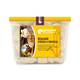 GUIDOLIN EQUISNACK Horse Natural Treats with Superfoods and Real Fruit Pieces, No Sugar Added, Handmade in Italy - 1,54 LB (Vanilla and Cereals)