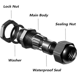 GUUZI Pack of 28 PG11 Cable Glands, IP68 Waterproof Plastic, Adjustable 5-10 mm Cable Glands with Seals (Black)