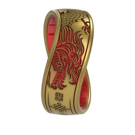 Enso Rings Etched Dualtone Silicone Ring - Comfortable and Flexible Design - Year of the Dragon - Gold - 10