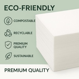 RASMACOR Pack of 100 Napkins 20 X 20 White - Quality Napkins for Party, Catering and Everyday Use - Eco-Friendly, Disposable, Home Compostable, Sustainable & Recyclable
