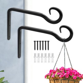 2 Pack Hooks for Hanging, 6inch Plant Hanger Indoor Metal Wall Hooks for Hanging Bird Feeder, Outdoor Hanger Decorative Plant Hooks for Hanging Baskets, Wind Chimes,Lanterns, Home Decor Indoor Outdoor