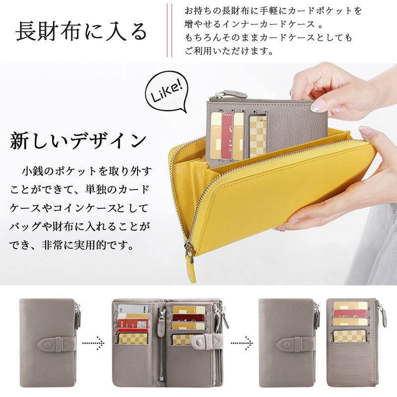 F.ZH Women's Bi-Fold Wallet, Genuine Leather, Large Capacity, Includes Coin