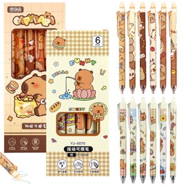 HANGGON Capybara Erasable Ballpoint Pen, Pack of 12 Erasable Pens, Erasable Pen Set, Capybara Items, Cartoon Animal Erasable Pen, Students, School Supplies, Office Supplies