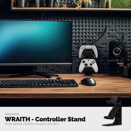 BRAINWAVZ The Wraith - Dual Game Controller Stand for Desk - Universal Design for All Gamepads - Black