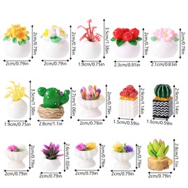 Lyreh 30pcs Miniature Potted Plants, Mini Artificial Fake Plants and Flowers Figurines Tiny Small Bonsai Greenery Ornament Dollhouse Accessories for Micro Landscape Garden DIY Crafts Decoration