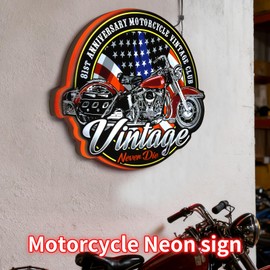 Neoflarea Route 66 Neon Sign, Retro Signs with 3D Texture Design,USB Powered, Motorcycle and Soaring eagle wings design, Wall Decor for Man Cave/Living Room/Home Office/Bar/Garage/Club