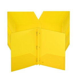 Mr. Pen- Folders with Pockets and Prong with Fasteners, 2 Pocket Folder, 3 Prong Folders, 24 Pack, Plastic, 24 Packs of Neon Yellow File folders for Office use