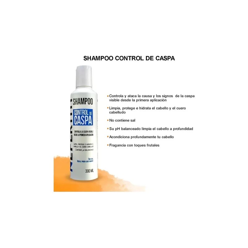 Shampoo Sin Sal Para Control De Caspa Nefertiti 300ml
