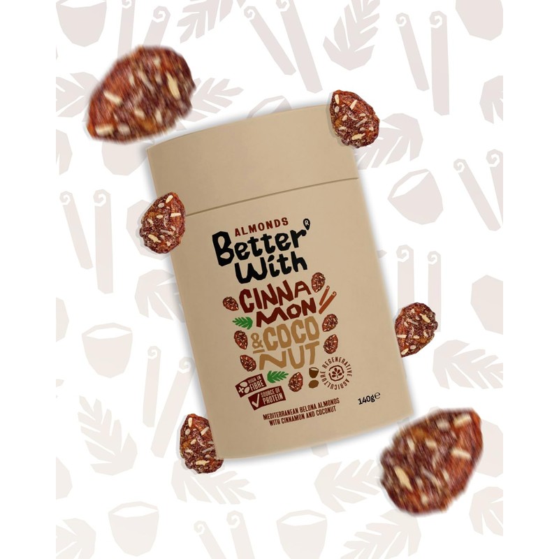 Better With Cinnamon & Coconut Flavoured Almonds, 140 g Tube