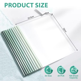 Pack of 20 A4 Clamp Folders for Thermal Binding Device, Thermal Binding Covers A4 Spine Width 10 mm, Clamp Binder A4 Transparent Lid Application Folder for Office School File Documents Organiser