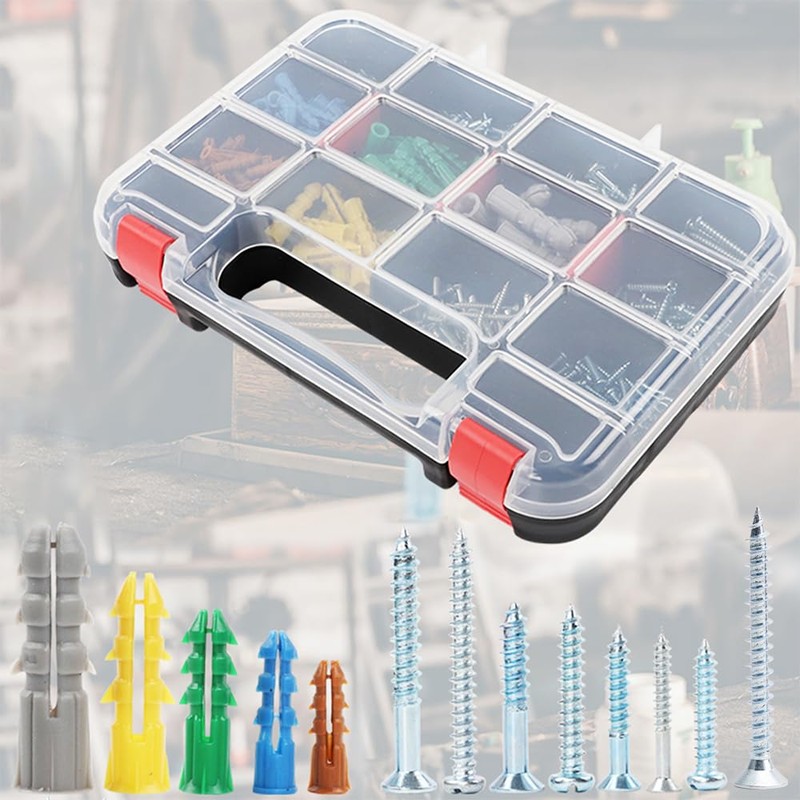 HongWay 370pcs Plastic Drywall Wall Anchors Kit with Screws, Includes