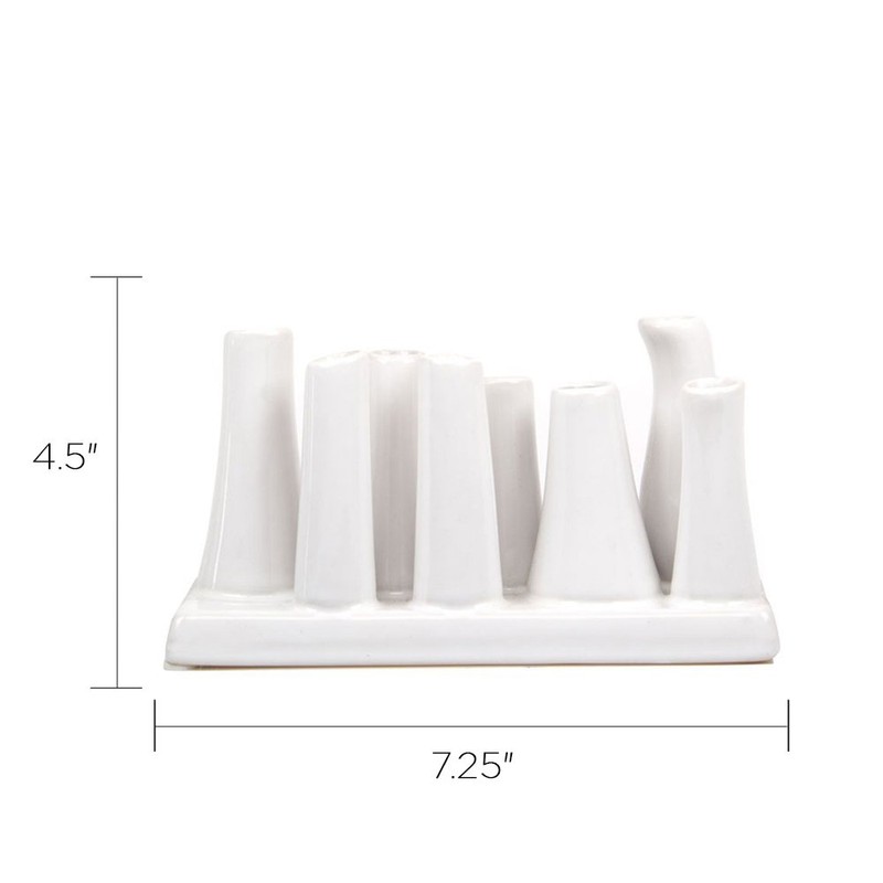 Chive - Pooley 2, Ceramic Flower Vase, 8-Tube Shape (White)