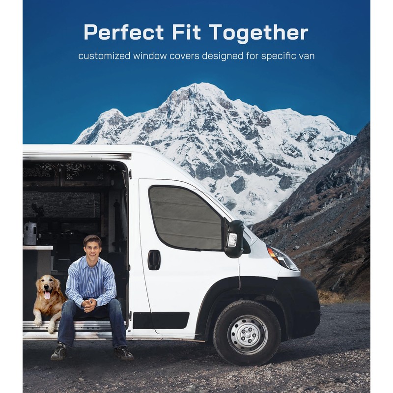 VANNCAMP Windshield Cover for Ram Promaster Van,2014-2026,Insulated Blackout Foldable Windshield