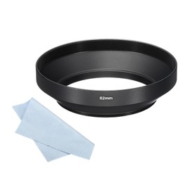 PATIKIL 62mm Lens Hood for Camera Lens Wide Angle Mat Surface Interior Anti-Reflective Hood Black with Cleaning Cloth