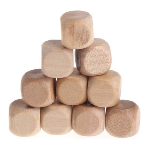 Juroicessry 10 Pcs Wooden Dice, 6 Sided Blank Dice Round