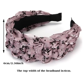 NARUNING Printed Fashion Wide Brim Chiffon Headband, Women's High Elastic Braid Hairbands, Organza Cross Braided Headbands, Hair Accessories for Girls and Women 1-Pack (Printed Purple, One Size)