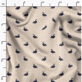 Soimoi White Cotton Duck Fabric Black Duck Bird Print Fabric by The Yard 56 Inch Wide
