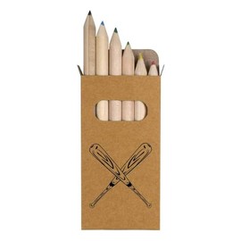 Azeeda 6 x 'Crossed Baseball Bats ' Short 85mm Pencils/Coloured Pencil Set (PE00061578)