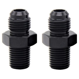 YSIL 6AN Male Flare to 3/8" NPT 2PCS Hose Pipe Fitting Adapter Fuel Union Connector Aluminum Alloy Straight Black Anodized Surface