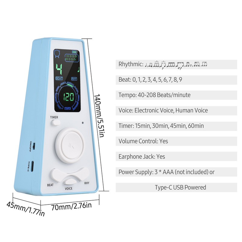 Electronic Digital Metronome with Timer Universal Electronic Metronome with Volume