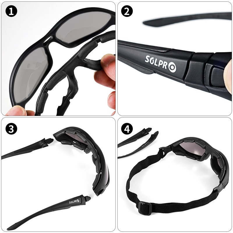 SOL PRO Powersport Sunglasses, Motorcycle Riding Safety Goggles, UV400 Anti-Fog,