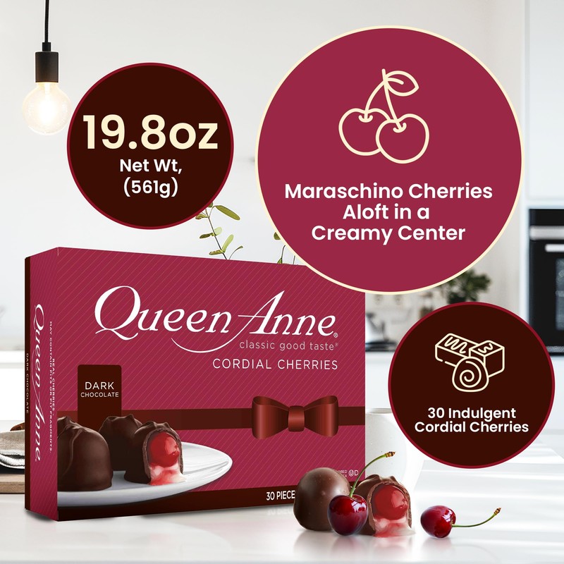 Queen Anne Dark Chocolate Covered Cordial Cherries | 19.8 oz