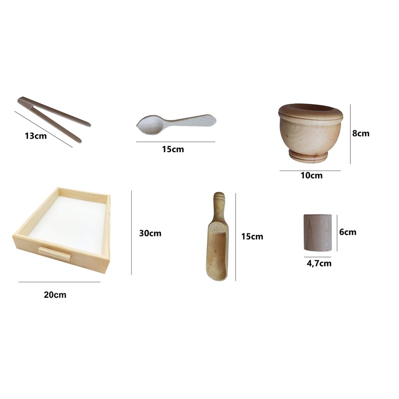 GERILEO Wooden Kitchen Accessory Set - Montessori Conversion - Tray