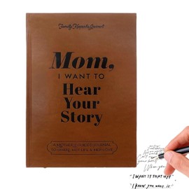 I Want to Hear Your Story, Family Keepsake Guided Journal, Brown Leather Look,Hear Your Story NoteBooks, Gift with Ribbon Bookmark (Mother's NoteBook)