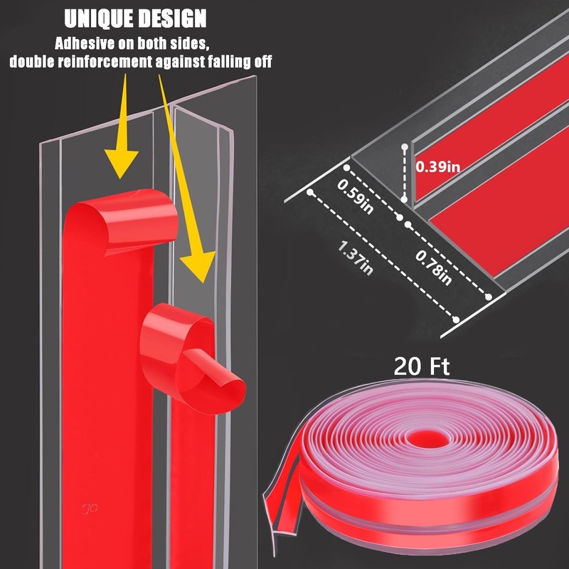 Upgrade T-Shaped Door Draft Stopper, Clear Silicone Seal Strip Weather