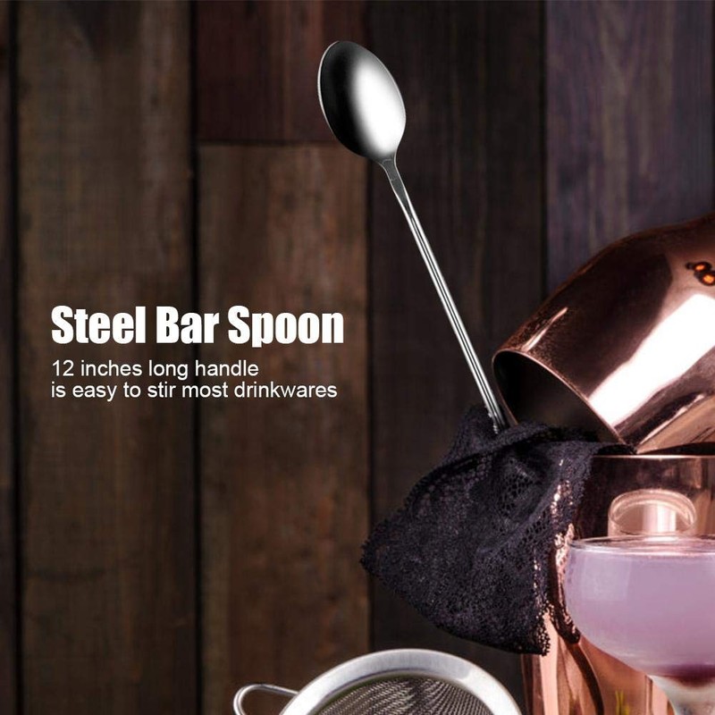 Stainless Steel Bar Spoon, Ice Cream Spoon, Extra Long Cocktail