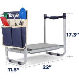 Tovve Upgraded Garden Kneeler and Seat with Thicken & Widen Soft Kneeling Pad, Blue