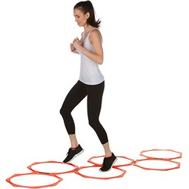 Trademark Innovations 20" Hexagonal Speed & Agility Training Rings - Set of 6 with Carry Bag (Orange)