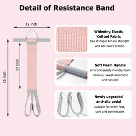 Elicho Resistance Bands with Handles,Yoga Pedal Workout Bands,Multifunction Pull Up Bands Sit-up Workout Equipment Home Gym for Arm/Abdomen/Waist/Leg Stretching Slimming Training(Pink)