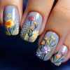 Floral Press on Nails Medium Short Square Nails Press ons