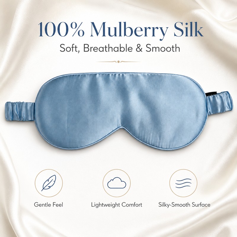 100% Mulberry Silk Sleep Mask – Soft Breathable Wide-Coverage Eye