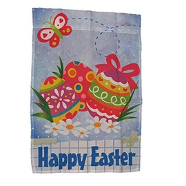 Happy Easter Eggs 12"x18" Sleeved Polyester Garden Flags