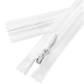 7 Inch Invisible Nylon Zipper for Sewing - White, Non-Dividing, Hidden Zipper for Dresses, Skirts, Cushions & Costume Design